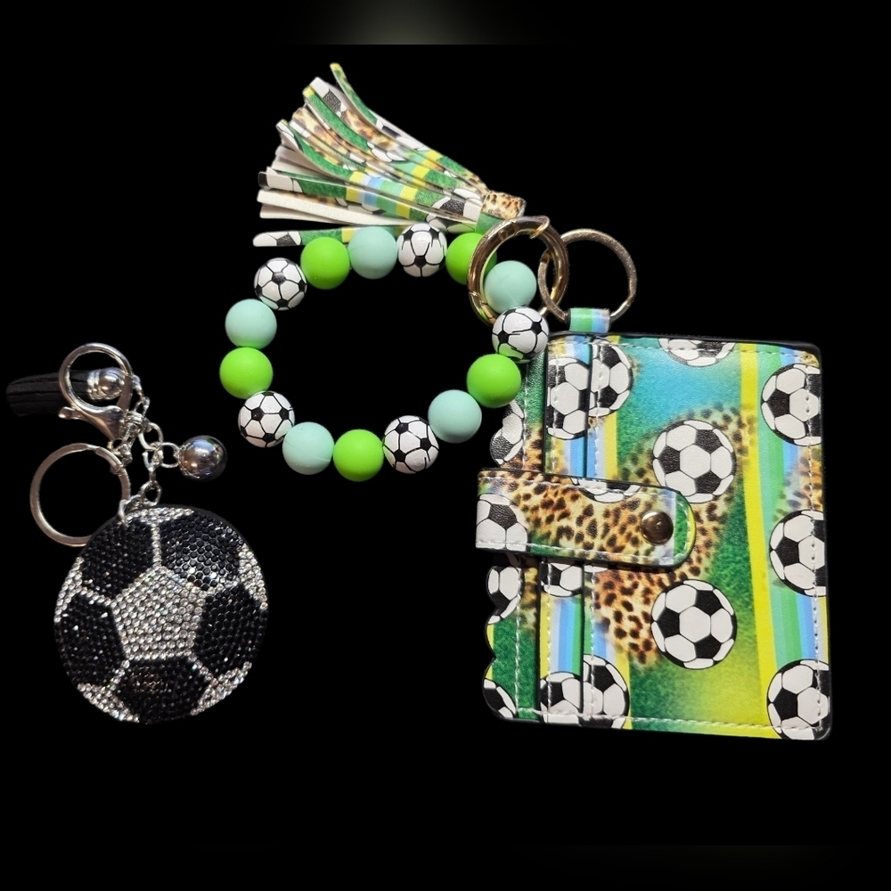 Soccer Pattern Wallet and Keychain Set
